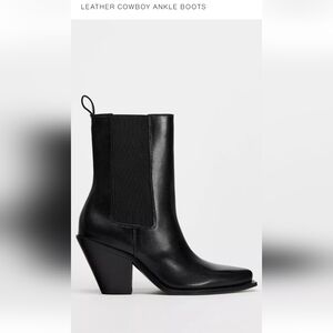 Zara Black Leather Ankle Boots